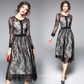 2018 Fashion new design lace dress long sleeve from Alibaba supply